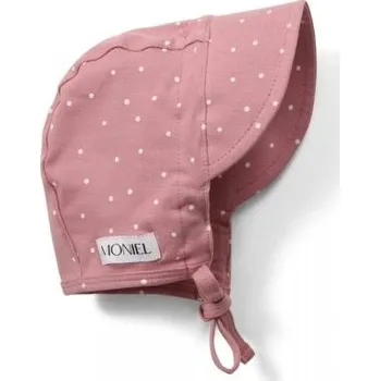Kojenecká čepice Moniel Dětská rostoucí zavazovací čepice s kšiltem Dots - Růžová, vel. 2 - 24 m