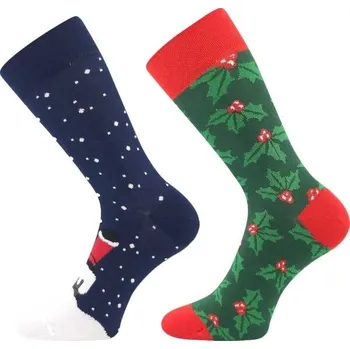 Pánská móda Ponožky Lonka CHRISTMAS HOLLY 2PK 23/25 Zelená, Tmavě modrá, Bílá, Červená