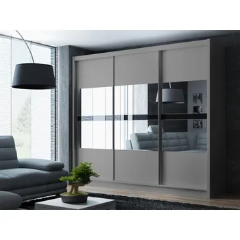 Šatní skříň Šatní skříň s posuvnými dveřmi Senedo 250, Barva: grafit / grafit + černá MIRJAN 5903211346361