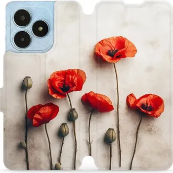 Pouzdro na mobilní telefon Flipové pouzdro Mobiwear - Realme Note 50 - VP42S Vlčí máky (Knížkové flip pouzdro, obal, kryt na mobil Realme Note 50 - VP42S Vlčí máky, materiál Umělá kůže + TPU - ochrana 360°, stojánek, silikonová vanička, magnetické zavírání)