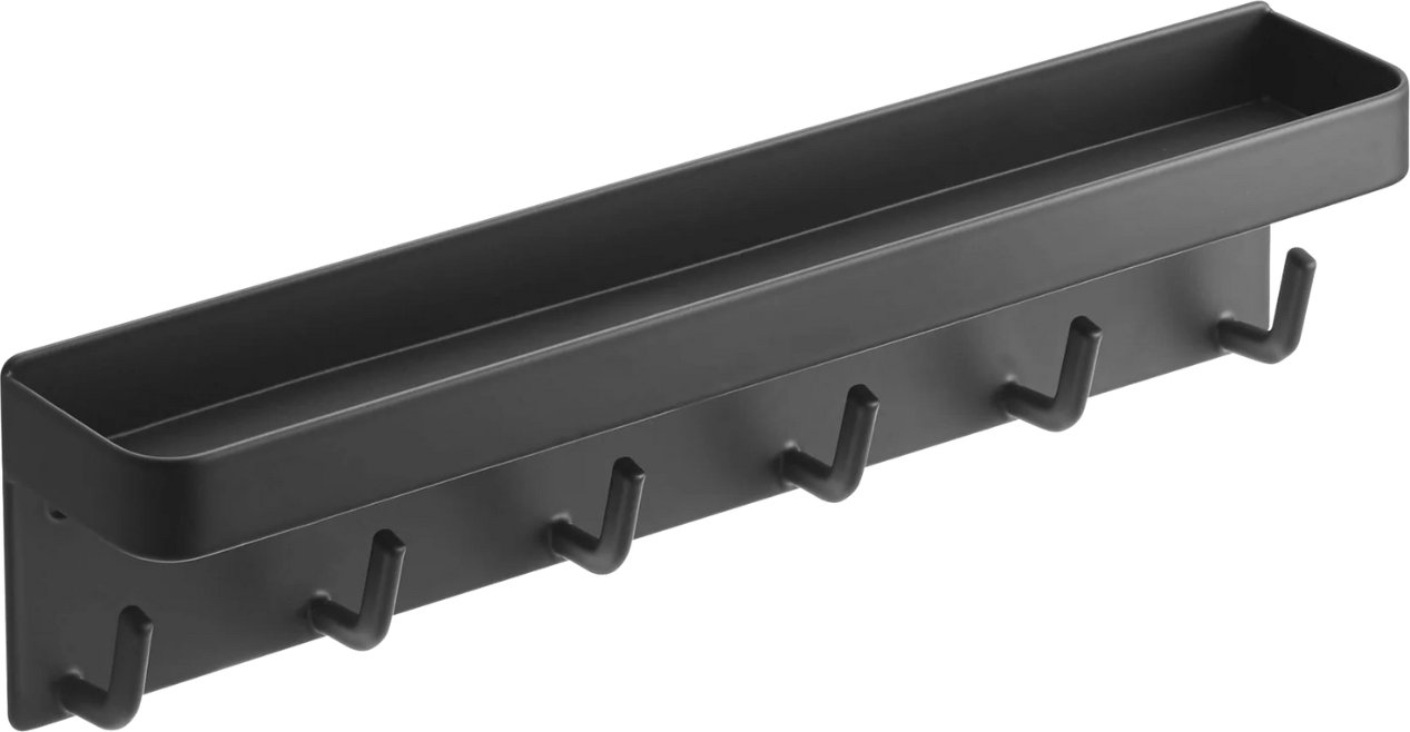 Černý kovový nástěnný věšák na klíče Yamazaki Smart 6 x 25 cm s policí