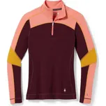 Dámské funkční triko Smartwool W CLASSIC THERMAL MERINO BL CB 1/4 ZB XS Vínová, Lososová, Žlutá