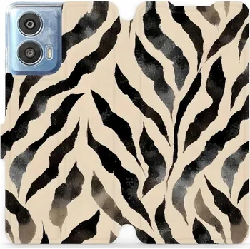 Pouzdro na mobilní telefon Flipové pouzdro Mobiwear - Motorola Moto G24 / Moto G04 - VA53S Zebří (Knížkové flip pouzdro, obal, kryt na mobil Motorola Moto G24 / Moto G04 - VA53S Zebří, materiál Umělá kůže + TPU - ochrana 360°, stojánek, silikonová vanička, magnetické zavírání)