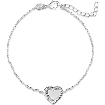 Náramek Stříbrný náramek se srdíčkem zdobeným kubickými zirkony - Meucci SB204