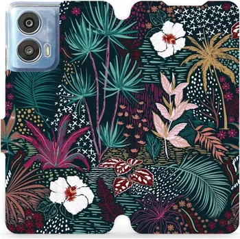 Pouzdro na mobilní telefon Flipové pouzdro Mobiwear - Motorola Moto G24 Power - VP13S Temná flóra (Knížkové flip pouzdro, obal, kryt na mobil Motorola Moto G24 Power - VP13S Temná flóra, materiál Umělá kůže + TPU - ochrana 360°, stojánek, silikonová vanička, magnetické zavírání)