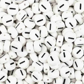 Dětské navlékací korálky Pro Háčkování Korálek - bílá lentilka s písmenkem I, 10 ks