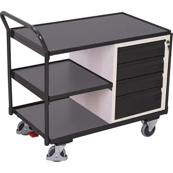 Variofit Dílenský vozík, 4 zásuvky a police, Variofit, ložná plocha 49 x 60 cm, do 250 kg, modrá/antracit Barva: antracit RAL7016