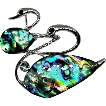 Přívěsek Brož a přívěsek dvě labutě s mušlí Paua