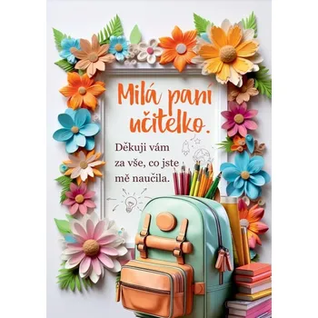 Přání pro paní učitelku aktovka 15 x 21 cm
