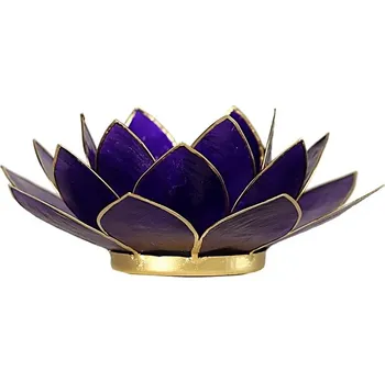 Svícen Himalife Lotosový svícen 7. čakra - zlatý okraj