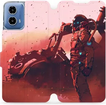 Pouzdro na mobilní telefon Flipové pouzdro Mobiwear - Motorola Moto G34 5G - MA09S Průzkumník s červeným vozítkem (Knížkové flip pouzdro, obal, kryt na mobil Motorola Moto G34 5G - MA09S Průzkumník s červeným vozítkem, materiál Umělá kůže + TPU - ochrana 360°, stojánek, silikonová)