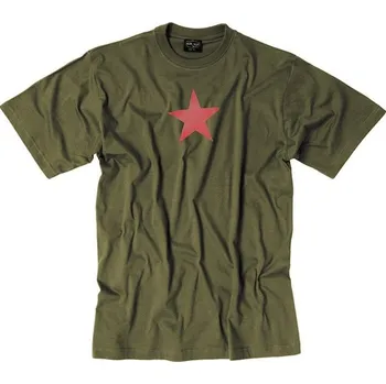 Pánské tričko MIL-TEC Triko krátký rukáv s potiskem RED STAR ZELENÉ S ZELENÁ - OLIV