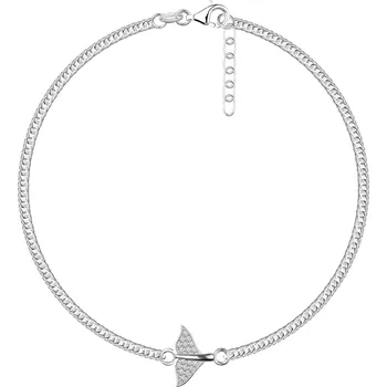 Náramek Náramek na nohu ze stříbra 925 - velrybí ocas, čiré zirkony