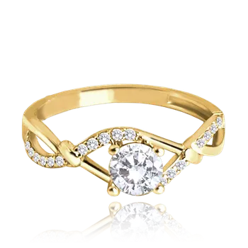 Prsten 2995 MINET Zlatý zásnubní prsten s bílým zirkonem Au 585/1000 Velikost: 56, Váha: 1,85