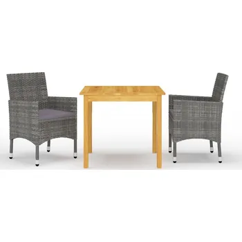 3dílný zahradní jídelní set šedý Šedá 3067668