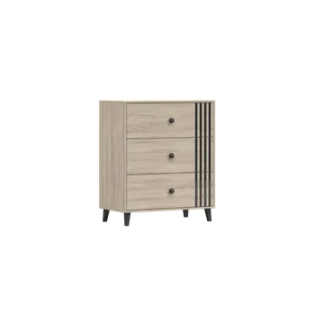 Komoda IDZ Komoda FOX 3D 02, 80 cm Dub Sonoma/Černá