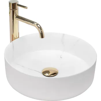 Rea Sami Marble umyvadlo, 36 x 36 cm, bílá, REA-U8703