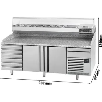 Lednice G.Gastro Chladicí stůl na pizzu (EN) - se 2 dveřmi & 6 neutrálními šuplíky