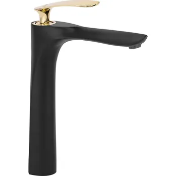 Vodovodní baterie Rea Orbit, vysoká umyvadlová baterie, černá - zlatá, REA-B2055