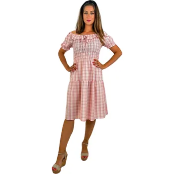 Dámské šaty NOVINKA-Letní šaty Carmen - proužky - růžové Velikost: XL