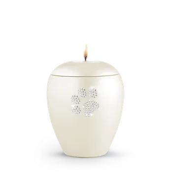 Smuteční dekorace Zvířecí urna Crystal Paw se svíčkou - Champagne 1,5l