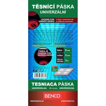 těsnicí páska Benco Samolepící těsnění černé 8 mm x 3 m
