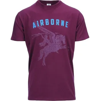 Pánské tričko FOSTEX Triko AIRBORNE PEGASUS krátký rukáv VÍNOVÉ M FIALOVÁ
