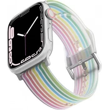 Řemínek na hodinky Matný průsvitný silikonový řemínek s proužky pro Apple Watch Ultra 49mm / 46mm / 45mm / 44mm / 42mm - duhový