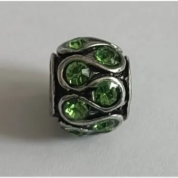 Přívěsek miXL.cz Kovové korálky s velkým průvlekem Zelené krystaly ve vlnkách