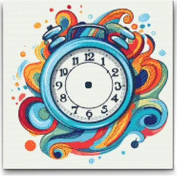 Diamantové malování Diamantové malování - Hodiny s barevným pozadím Velikost: 50x50cm, Rámování: Pouze srolované plátno, Diamanty: Čtvercové