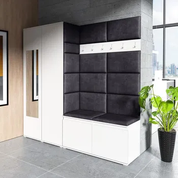 Předsíňová stěna Předsíňová stěna Emi 8 - bílá Barva čalounění: Černá - Trinity 16