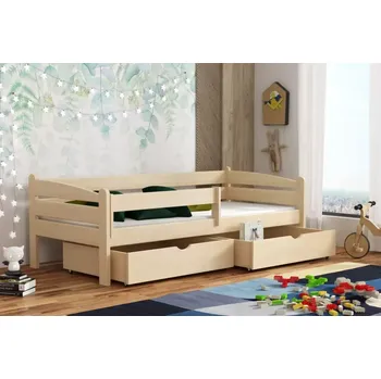 Postel Dřevěná postel ZUZA 10 90x200 cm borovice masiv s úložným prostorem