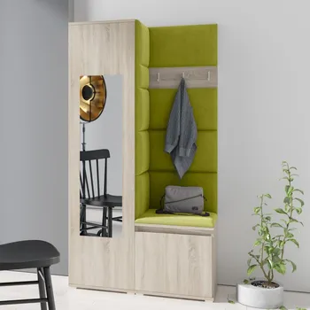 Předsíňová stěna Emi 13 - dub Sonoma Barva čalounění: Zelená - Trinity 12