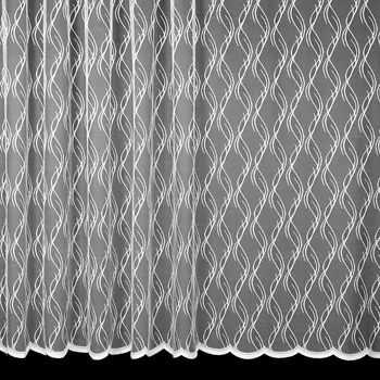 Žakárová záclona 4438, celoplošný vzor vlnek, bílá, výška 140cm (v metráži)