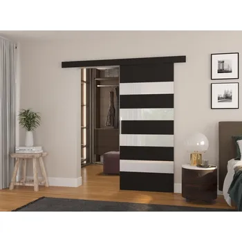 Interiérové dveře Posuvné dveře Milou - 86 cm s tlumeným dojezdem Barva: Černá + Bílý Lacobel