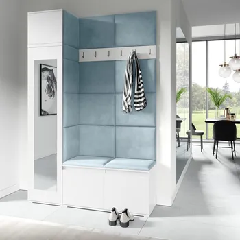 Předsíňová stěna Předsíňová stěna Emi 22 - bílá Barva čalounění: Pastelová modrá - Trinity 22