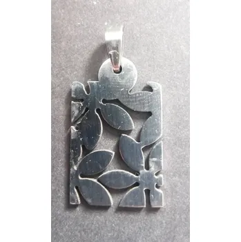 Přívěsek Placka s květy - varianta 2 - ocelový přívěsek