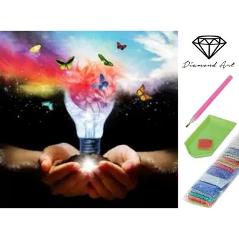 Diamantové malování Diamantový obrázek, 40x40cm, ŽÁROVKA, 1bal