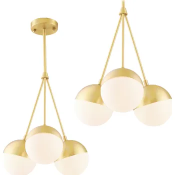 Toolight - Závěsné svítidlo 3xE27 z mléčného skla APP688-3CP, bílá-zlatá, OSW-05366