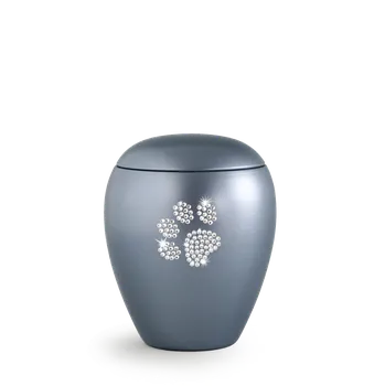 Smuteční dekorace Zvířecí urna Crystal Paw - Šedá 1,5l