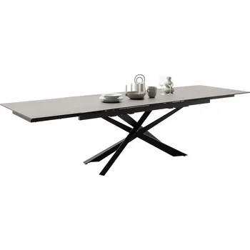 Jídelní stůl Rozkládací jídelní stůl TESERO keramika antracit, podnož černá matná