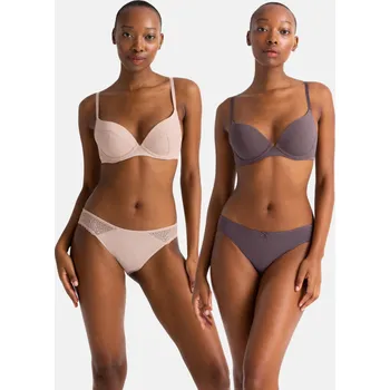 Podprsenka Sada podprsenek push-up Dorina Amora - DOR2X0365/béžová/fialová / 70B DOR1D035-2X0365