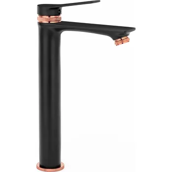 Vodovodní baterie Rea Viral, vysoká umyvadlová baterie, černá - růžové zlato, REA-B2026