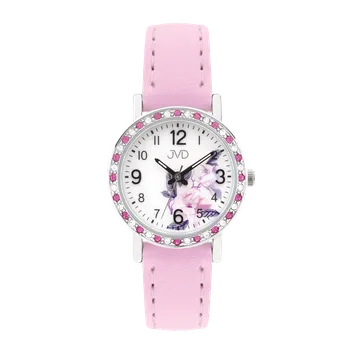 JVD Dětské dívčí růžové náramkové hodinky s květinovým vzorem JVD J7207.6 ( )