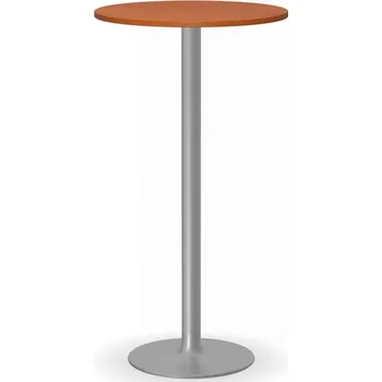 Konferenční stolek Koktejlový stůl OLYMPO II, průměr 600 mm, šedá podnož, deska třešeň