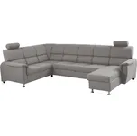 Sedací souprava MALAGA IV pravá/světle šedá moderní/nadčasový s nožičkami vysouvací s rozkladem pro 6 osob