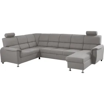 Sedací souprava Sedací souprava MALAGA IV pravá/světle šedá moderní/nadčasový s nožičkami vysouvací s rozkladem pro 6 osob