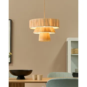 závěsná lampa stínítko z přírodního papíru s texturou japandi přírodní styl jutový kabel Beliani