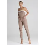 Béžový elegantní overal bez ramínek M1025 Beige Velikost: M