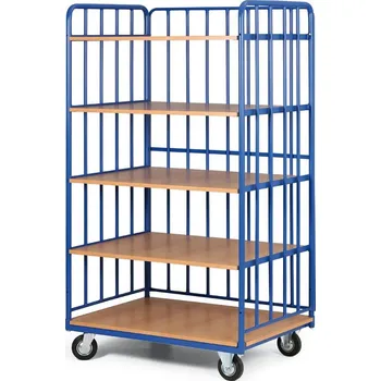 Policový vozík, 5 polic, 3 bočnice s výplní, nosnost 200 kg